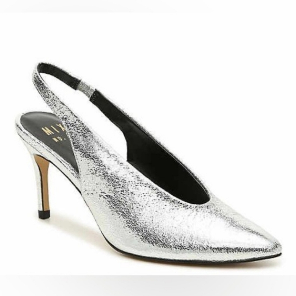 Mix No. 6 Metallic Silver Slingback Heels